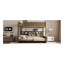 Lit double superposé au-dessus de grand lit double avec armoires de rangement et ports USB, couleur bois antique-175922997-175922999