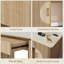 Bureau de direction moderne cannelé de 60 po, bureau d'écriture long en bois avec tiroir et armoire de rangement, bureau d'ordinateur avec station de charge-126661623