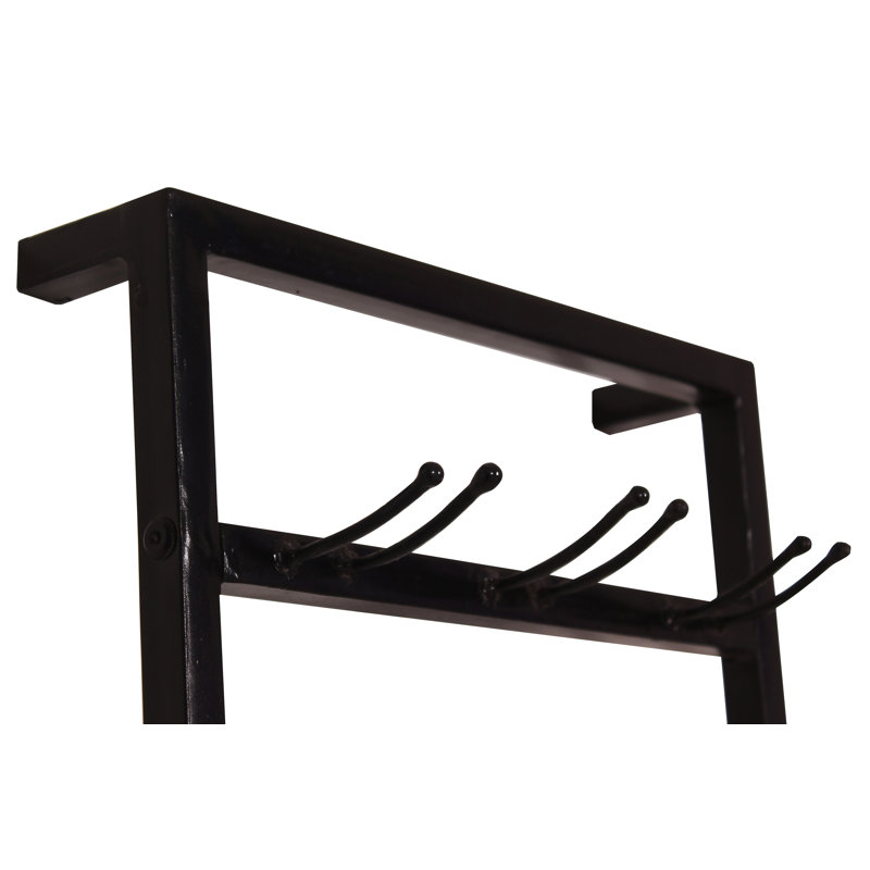 Etherton Wall Shelf Wine Rack With Glass Holder in Black