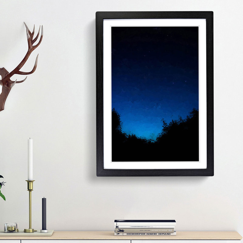 Forest Stars in Abstract - Picture Frame Graphic Art Print, 48cm H x 36cm W x 2cm D, Black Framed