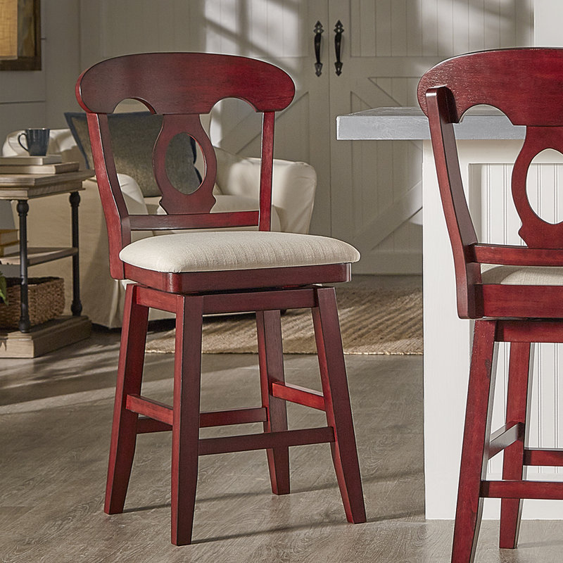 Fortville Swivel Upholstered Counter Stool, Antique Berry, Counter Stool (25.8" Seat Height)