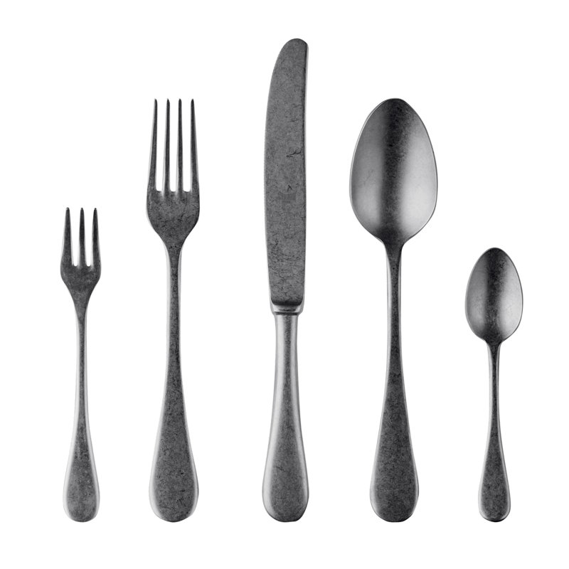 Vintage Flatware Set with Cake Forks - 30 Pieces - Black Gold, Black Gold