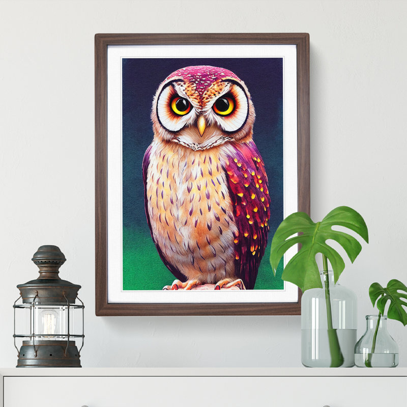 The Heavenly Owl - Framed Print, 64cm H x 46cm W x 2cm D, Walnut Framed
