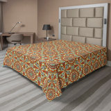Ambesonne Vintage Top Flat Sheet Colorful Retro Floral Tiles