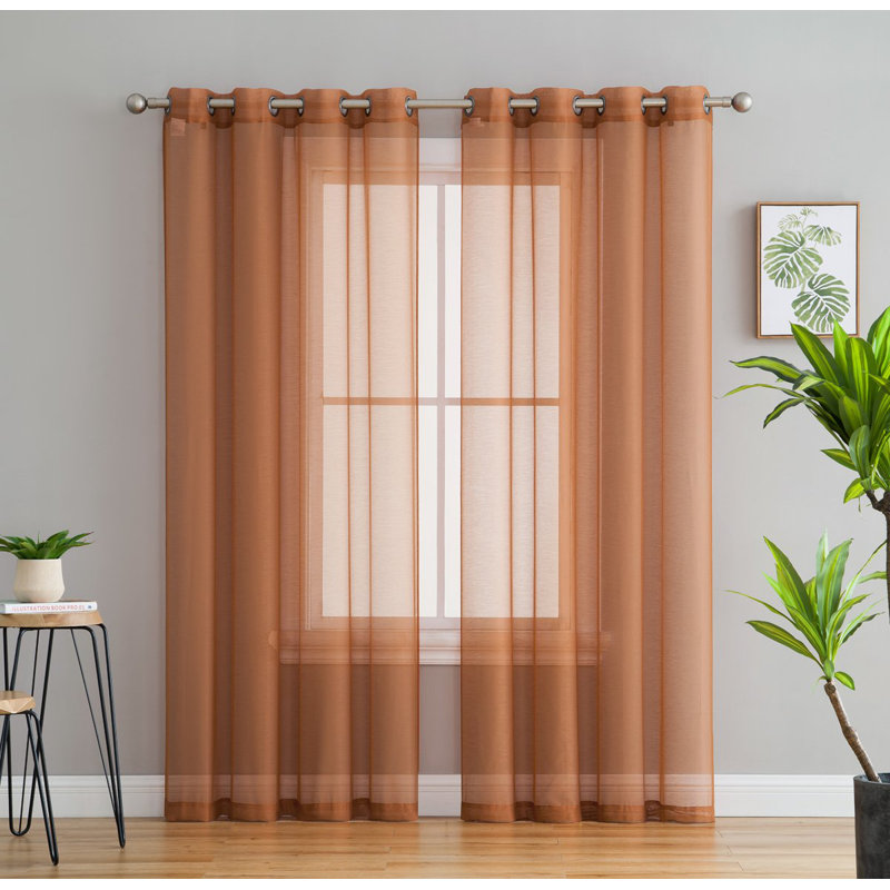 Carmille Semi-Sheer Grommet Curtain Panels, 54" W x 84" L, Rust