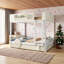 (Lit double superposé grand / double / double) Lit superposé en bois de pin pour enfants avec lit gigogne, bibliothèque-50477400-50477402