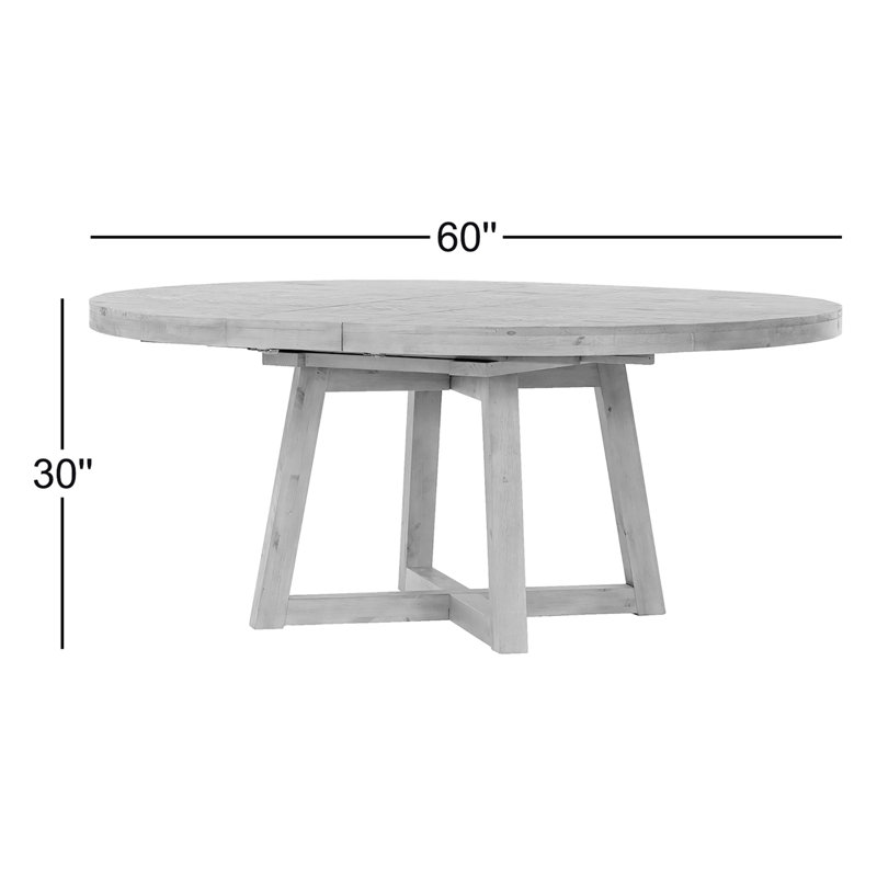Eberwin Round Extended Natural Dining Table, Rustic Natural