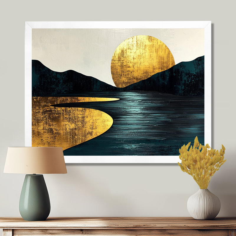 Randles Quiet Bold River dans la collection Emerald Gold Harmony II - Forest River Mountains, fresque murale, Cadre flottant