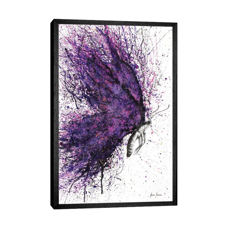 Purple Sky Butterfly by Ashvin Harrison - Print on Canvas, 101.6 cm H x 66.04 cm W, Black Framed