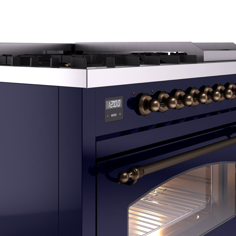 ILVE Nostalgie II 48 Dual Fuel Range , Midnight Blue/Bronze, Liquid Propane