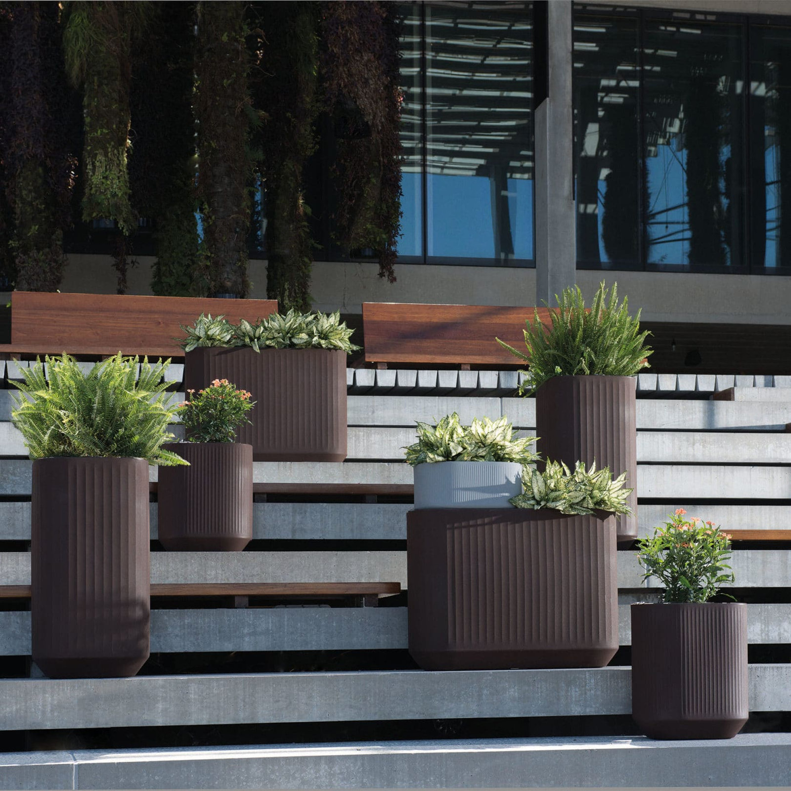 Mod Planter Box, Bark, 40" x 14" x 30"H - Privacy Planter Wall