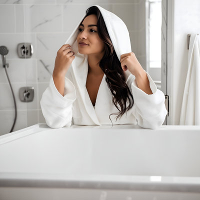 Bride & Groom Embroidered Hooded Terry Velour Kimono Bathrobe Set