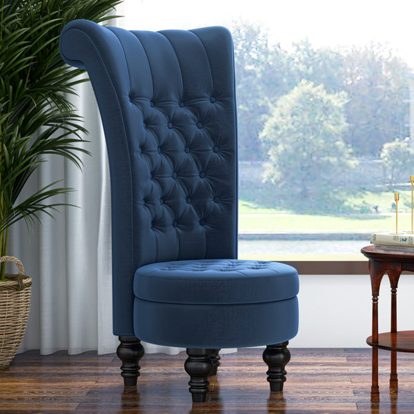 Dining Table Kitchen Chair Seat Cushions Tufted Textured Navy Blue