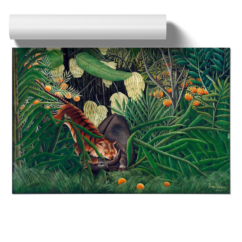 Combat of a Tiger and Buffalo by Henri Rousseau - Frameless Print, 21cm H x 30cm W x 0.1cm D