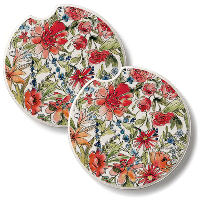 Americana Mood Floral 2 Pack Absorbent Stone Car Coasters