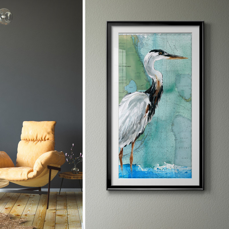 Key West Crane - impression sur impression, H 14,5 po x l 26,5 po x P 1,5 po, Noir