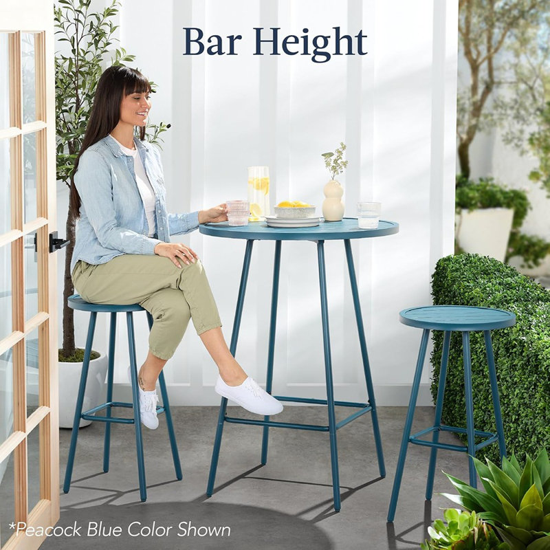 3-Piece Patio Dining Set, Bar Height, Outdo...