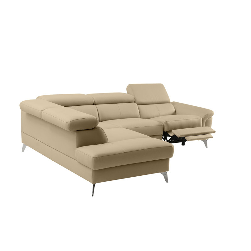 Debanos Vegan Leather Corner Electric Reclining Sofa with Storage , Beige, Left Hand Facing