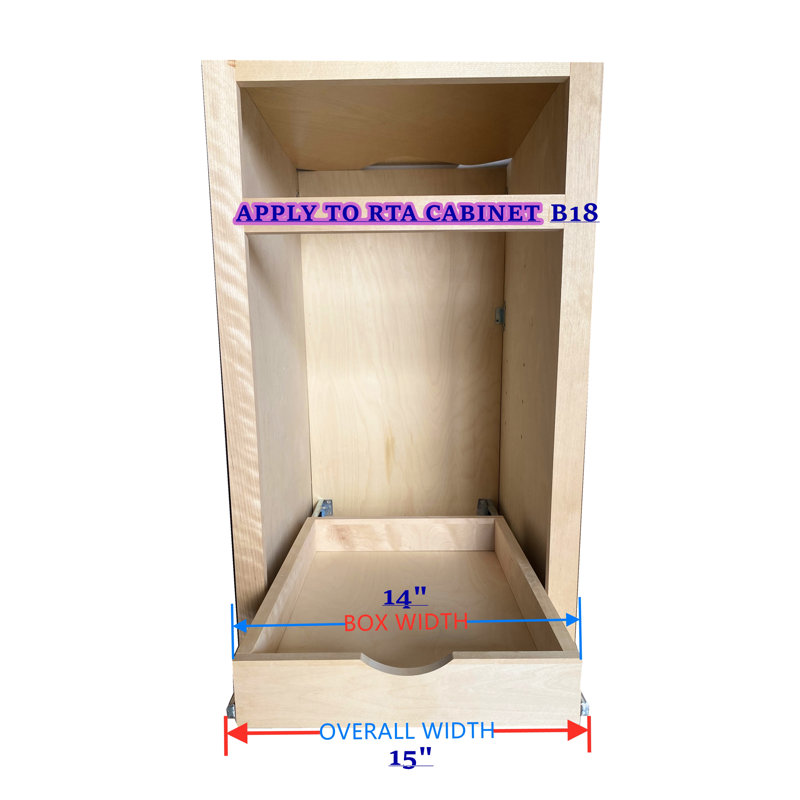 Lynetta Slide Soft Close Cabinet Drawers, Slide Out Shelf, Wooden Pull-Out Shelf-Fast Easy D.I.Y, 3" H x 15" W x 21" D