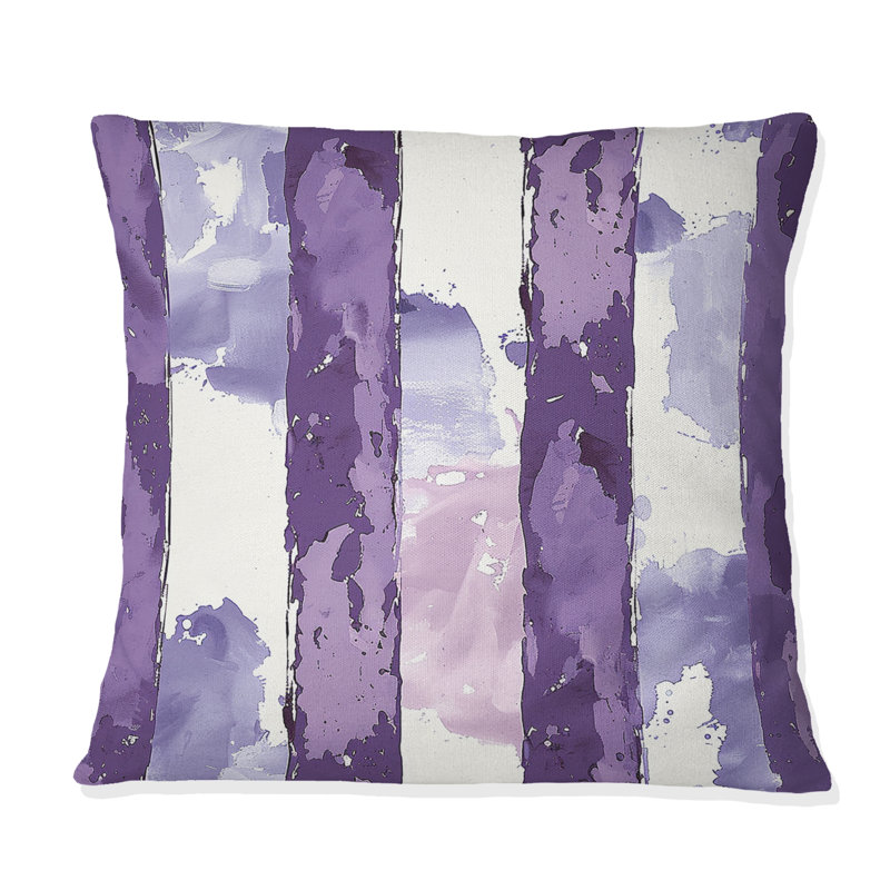 Coussin décoratif mauve et blanc Glam Stripes II, H 16 po x l 16 po