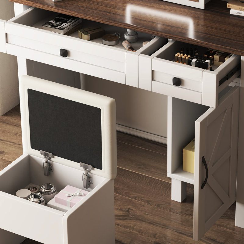 Meuble-lavabo avec miroir coulissant et armoire de maquillage