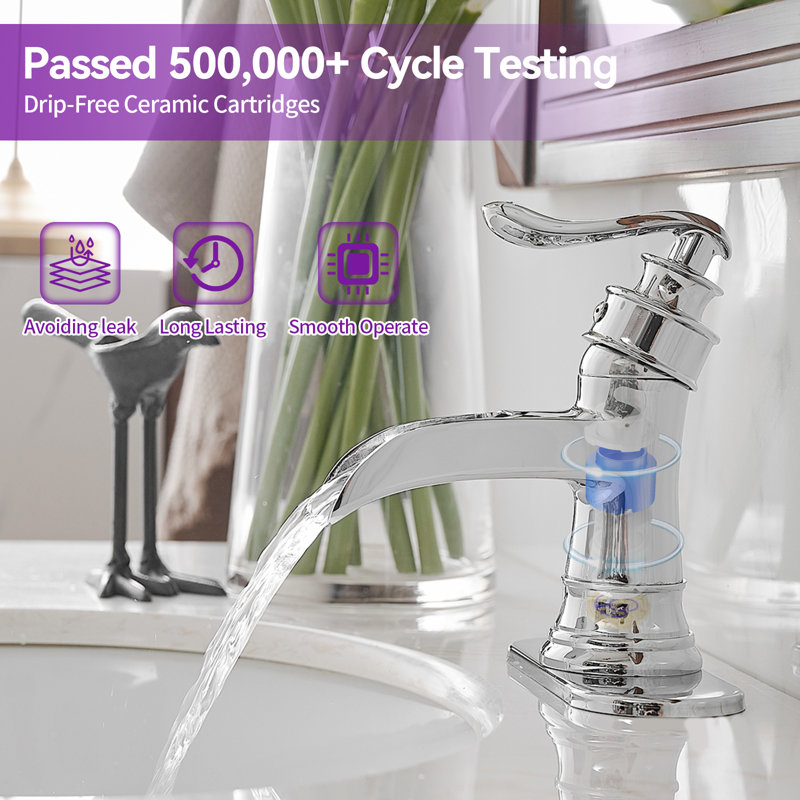 Single-Hole Single-handle Bathroom Faucet with Drain Assembly, Chrome