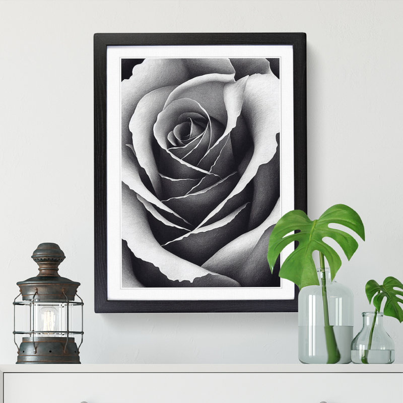 Rose Stippling - Single Picture Frame Painting, 64cm H x 46cm W x 2cm D, Walnut