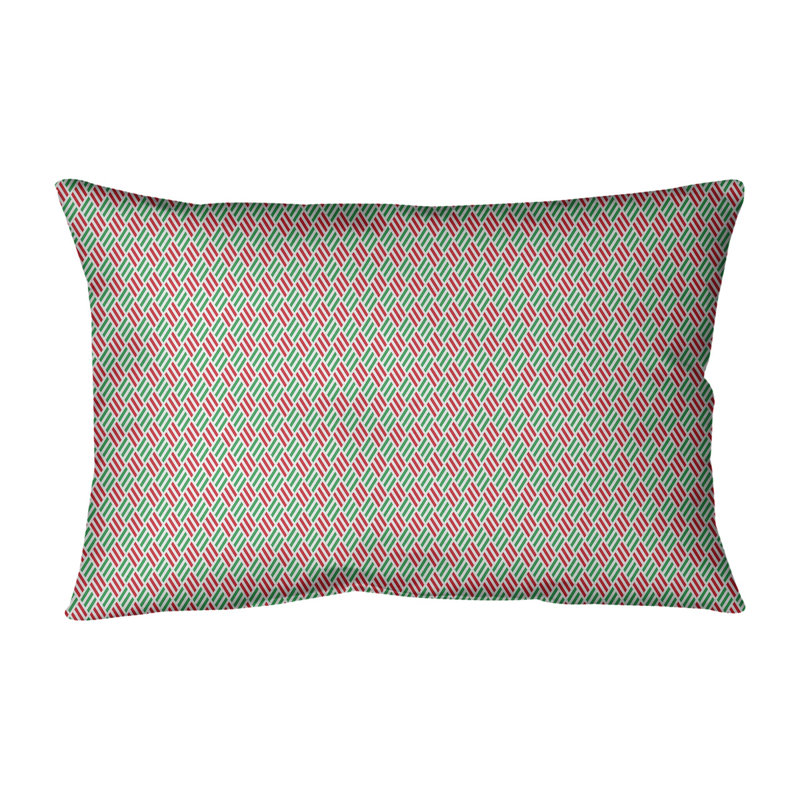 Coussin lombaire géométrique, Vert / Rouge