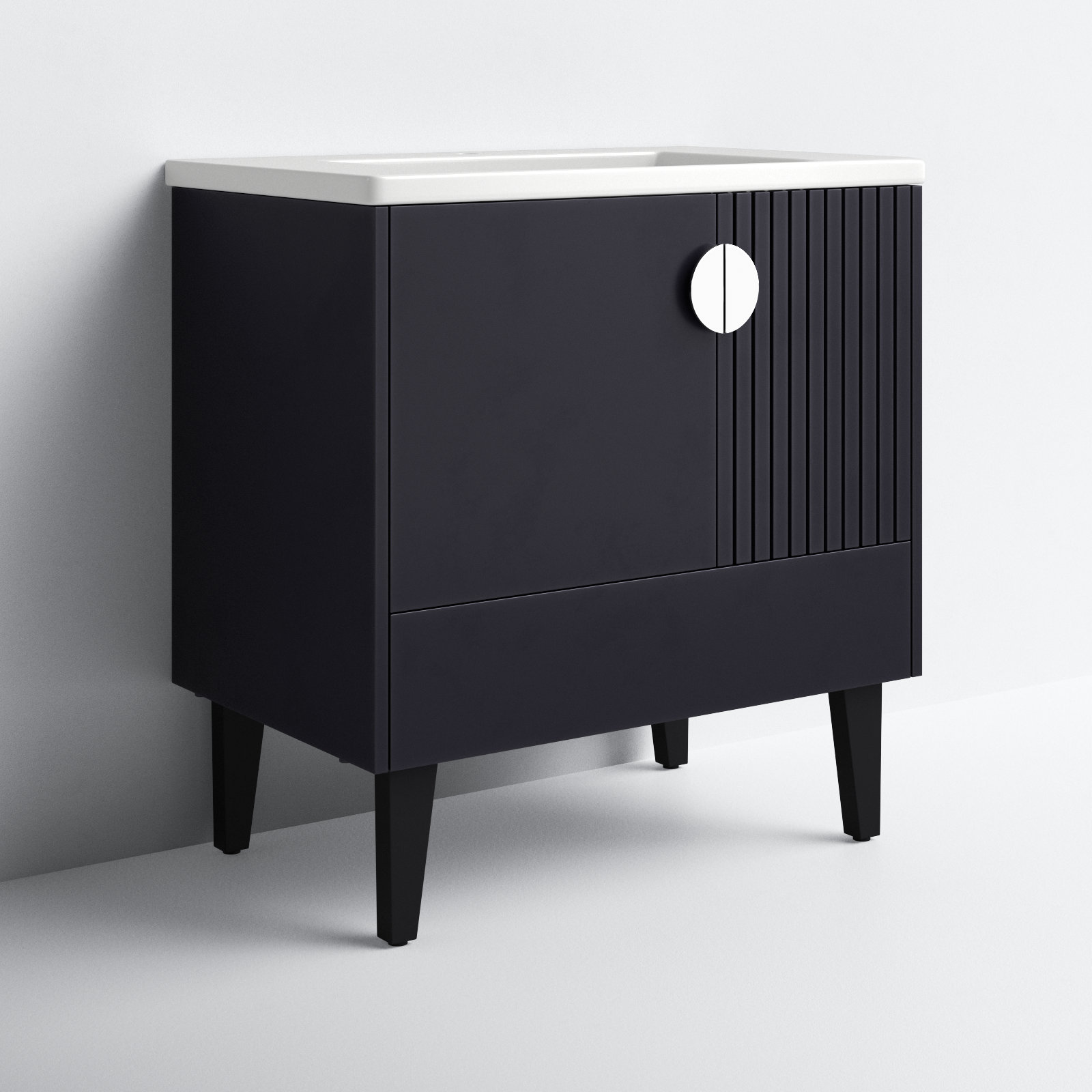 Saimah 30'' Single Bathroom Vanity, Polished Chrome, Black
