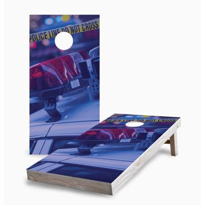 Police 2x4 Cornhole Board Set | Includes (2) Boards (8) Bags & Optional Accessories