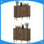 Buffet 35,4 "avec rangement, armoire à café nordique avec portes à lattes et pieds en métal
