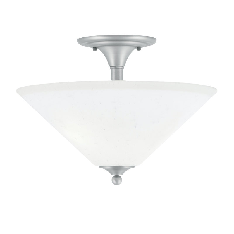 Mannheim Semi-Flush 2 Bulbs With Glass, Brushed Nickel, White Muslin
