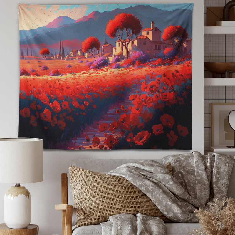 Tapisserie en polyester avec des punaises, H 50 po x l 60 po