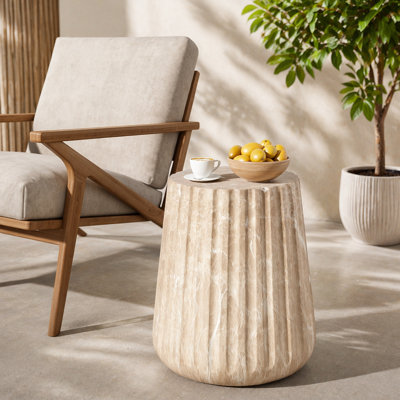 Outdoor Cleme Carved Side Table, Gold