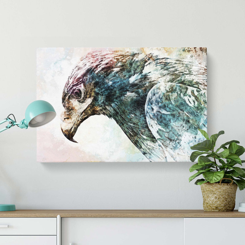 Golden Eagle Portrait in Abstract - Wrapped Canvas, 40cm H x 60cm W x 3cm D