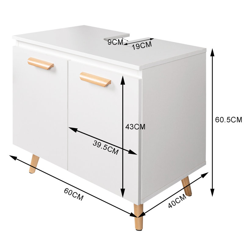 Romano 60cm Single Bathroom Vanity Base Only, White