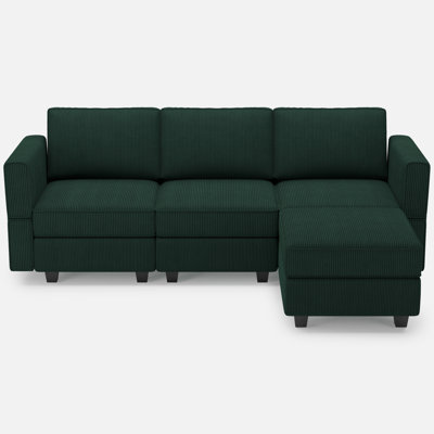 Corduroy 3-Seat Couch Modular Small Sofa, Comfy Upholstered Sofa For Living Room, Apartment, Office