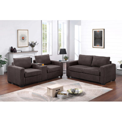 Canapé 2 pièces de style moderne avec coussin de dossier et pieds en plastique