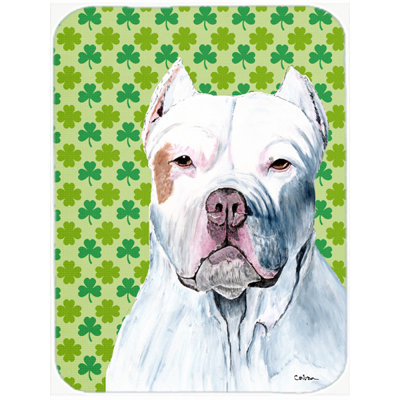 Caroline's Treasures Shamrock Lucky Irish Pit Bull St. Patrick's Day Portrait Glass Cutting Board