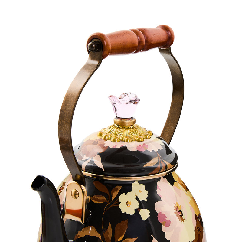 Wild Rose 2 Quart Tea Kettle, Brown