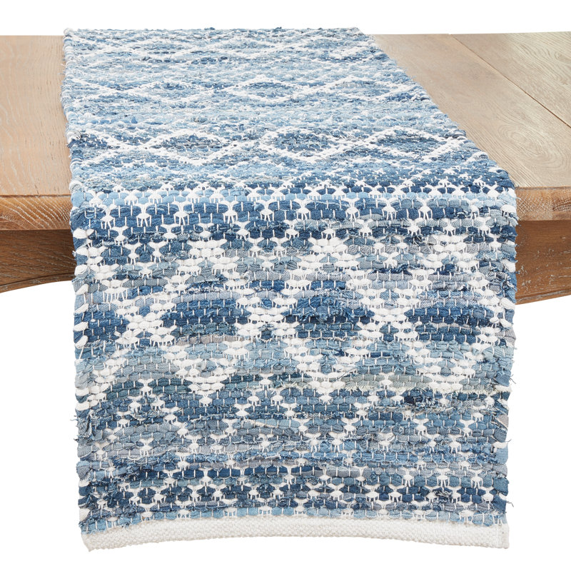 Chemin de table Diamond Weave Chindi, Bleu