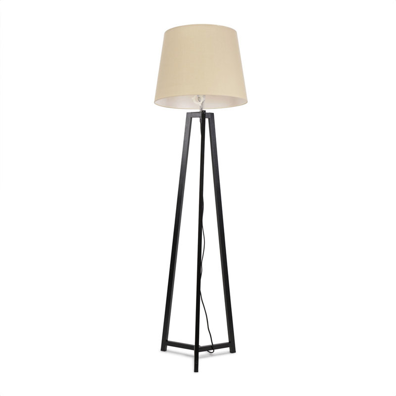 Rhavyn 148cm Traditional Floor Lamp, Matte Black, Beige