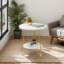 Table de bout ronde à 2 niveaux avec tablettes de rangement, petite table d'appoint et table de chevet pour le salon-1975694102