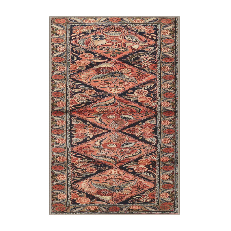 Tapis décoratif floral rouge/vert/noir ackeron, Rectangle 8 pi x 12 pi