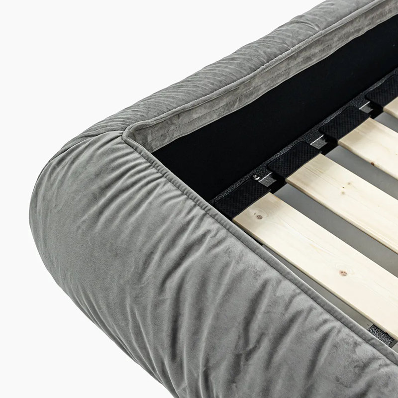 Lit-bateau tapissier Chimdalu, Grand, Gris foncé
