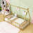 Twin Wooden Tent-Shaped Teepee Floor Bed-882921736