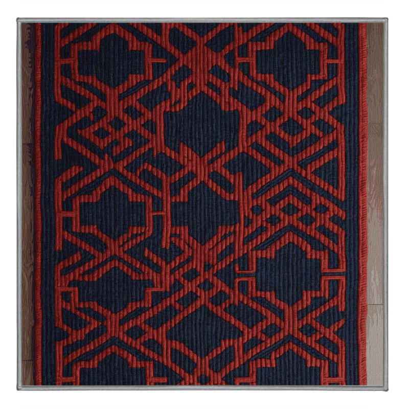 Machine Washable Trellis Purple Area Rug, Square 5'