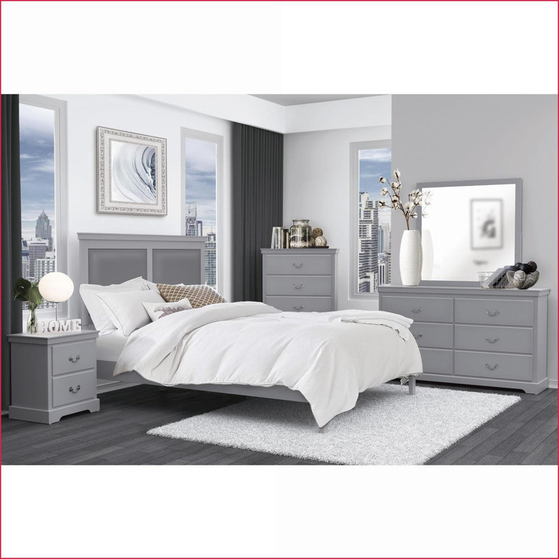 2-Drawer Traditional Gray Nightstand – No Assembly Bedroom Furniture, Gray