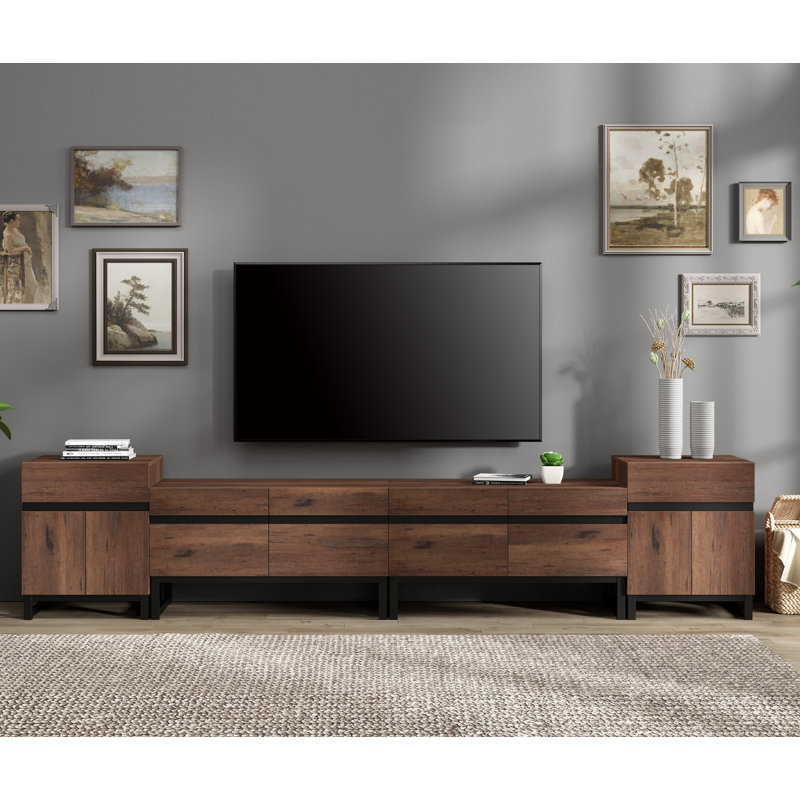 Aadam Wood 70" TV Stand with Cabinet and 2 End Tables