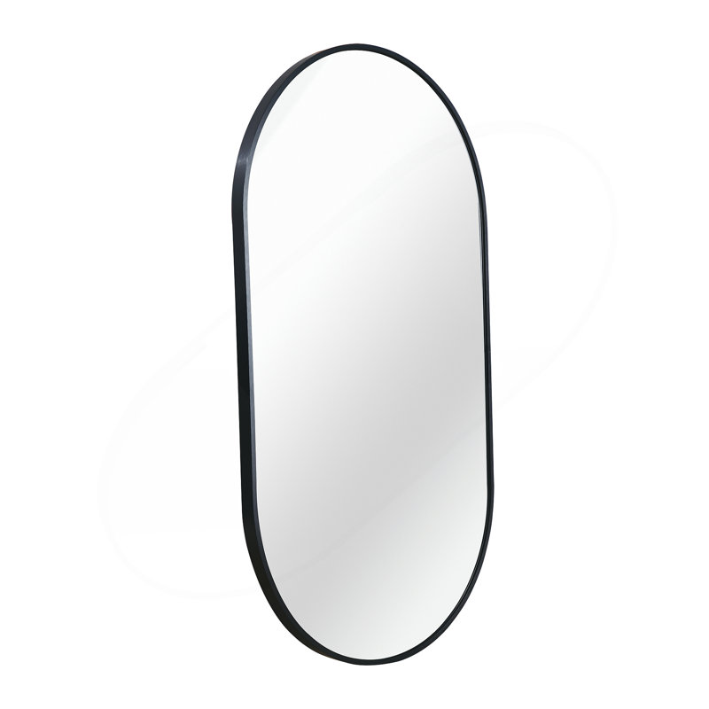 Black 20 x 28 Inch Metal Oval Mirror, Black